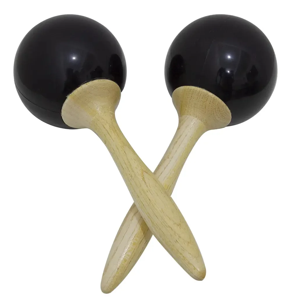 Kit 10 Pares de Maracas Redondo Preto New York em Madeira