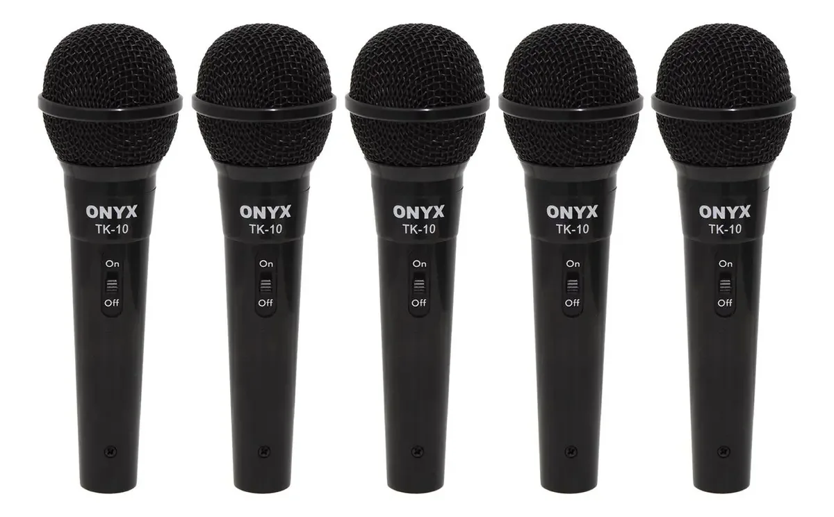 Kit 5 Microfones Dinâmicos Com Fio Tk 10 Onyx Cor Preto