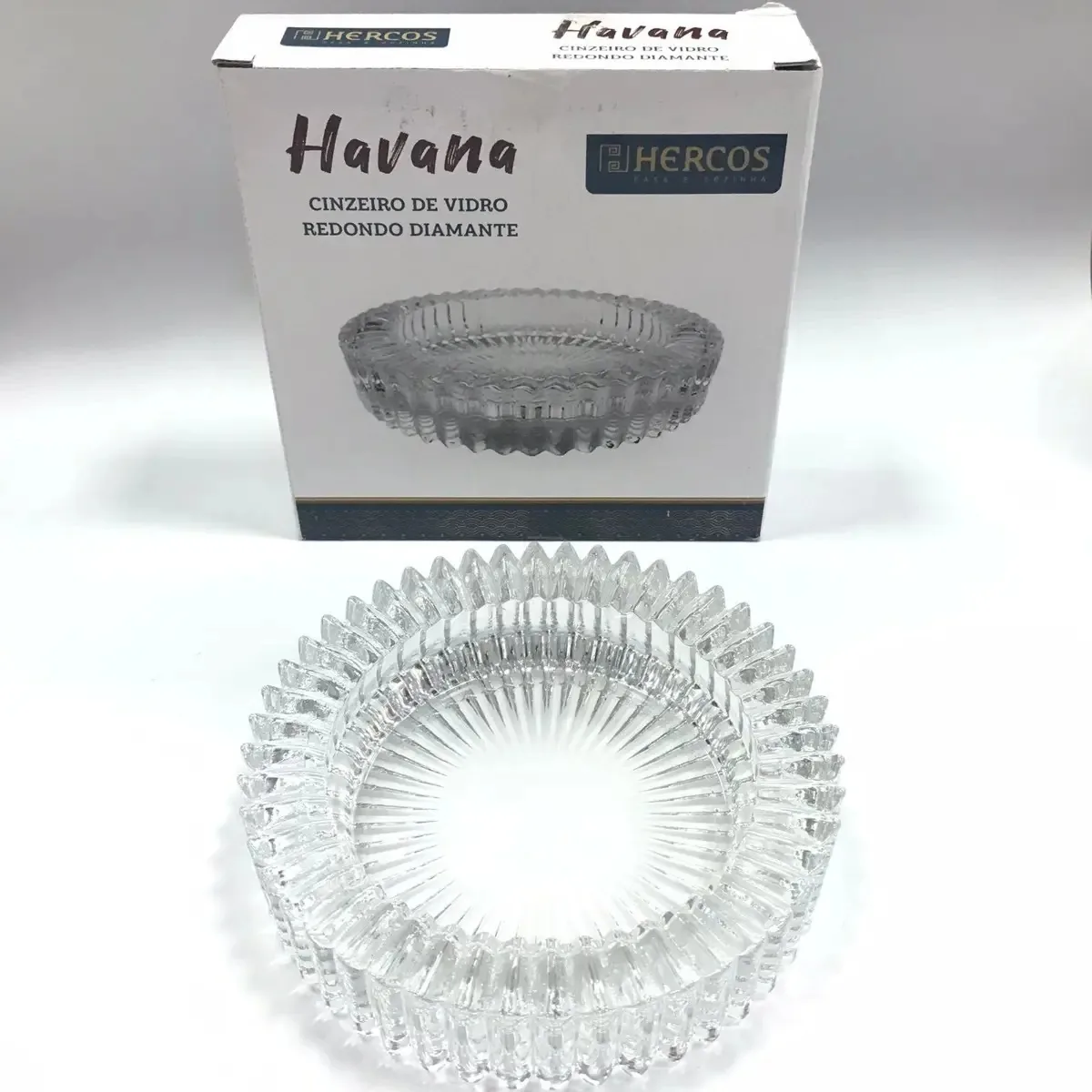 H185 Cinzeiro De Vidro Redondo Diamante 160 Ml