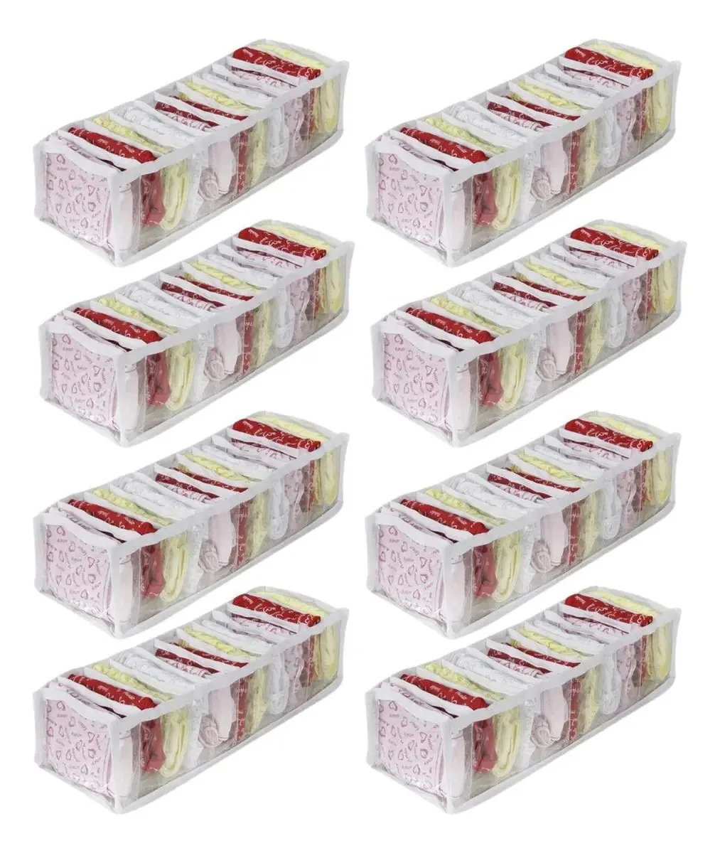 Conjunto 8 Organizadores De Roupas Intimas 33cm Para Gavetas