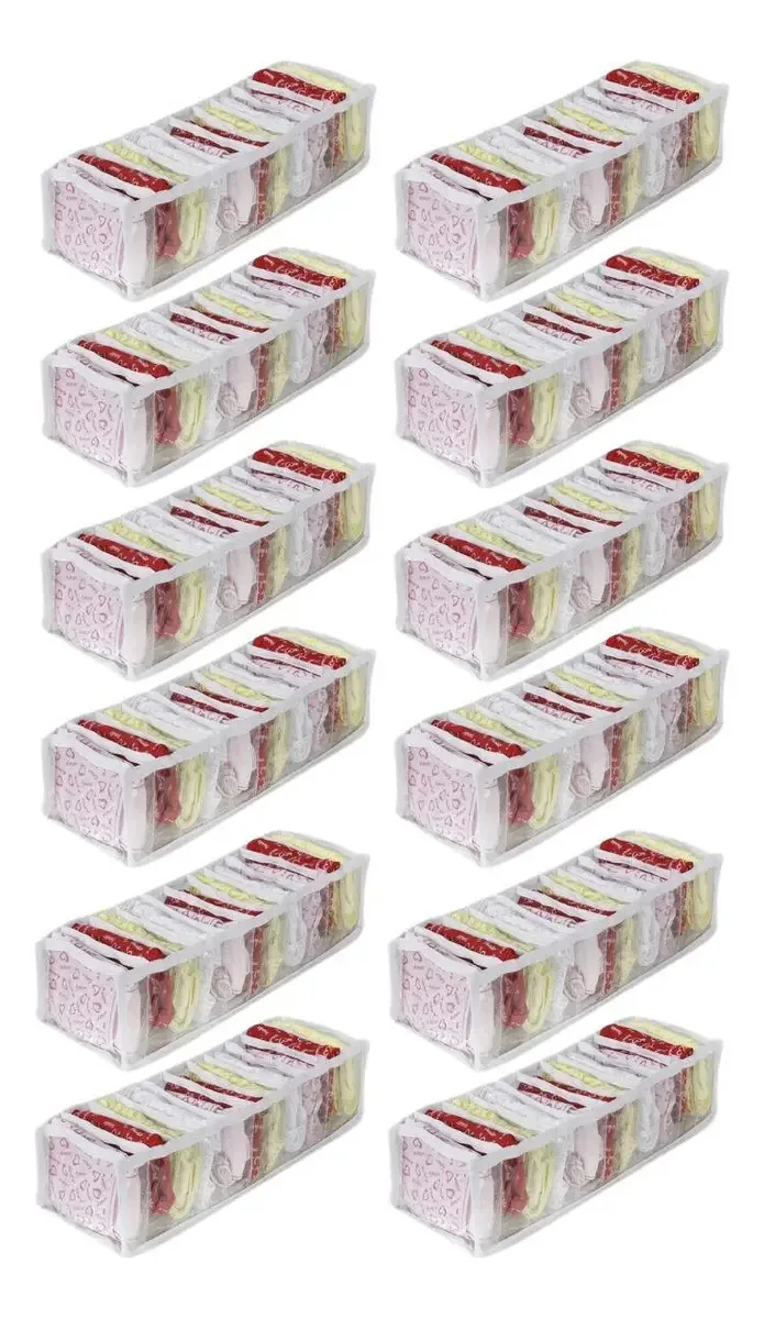 Conjunto 12 Organizadores De Roupas Intimas 33cm Para Gaveta