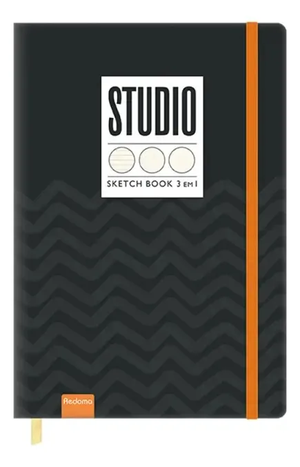 Caderneta Media Studo Redoma Sketch Book 3 Em 1 Cor Preto