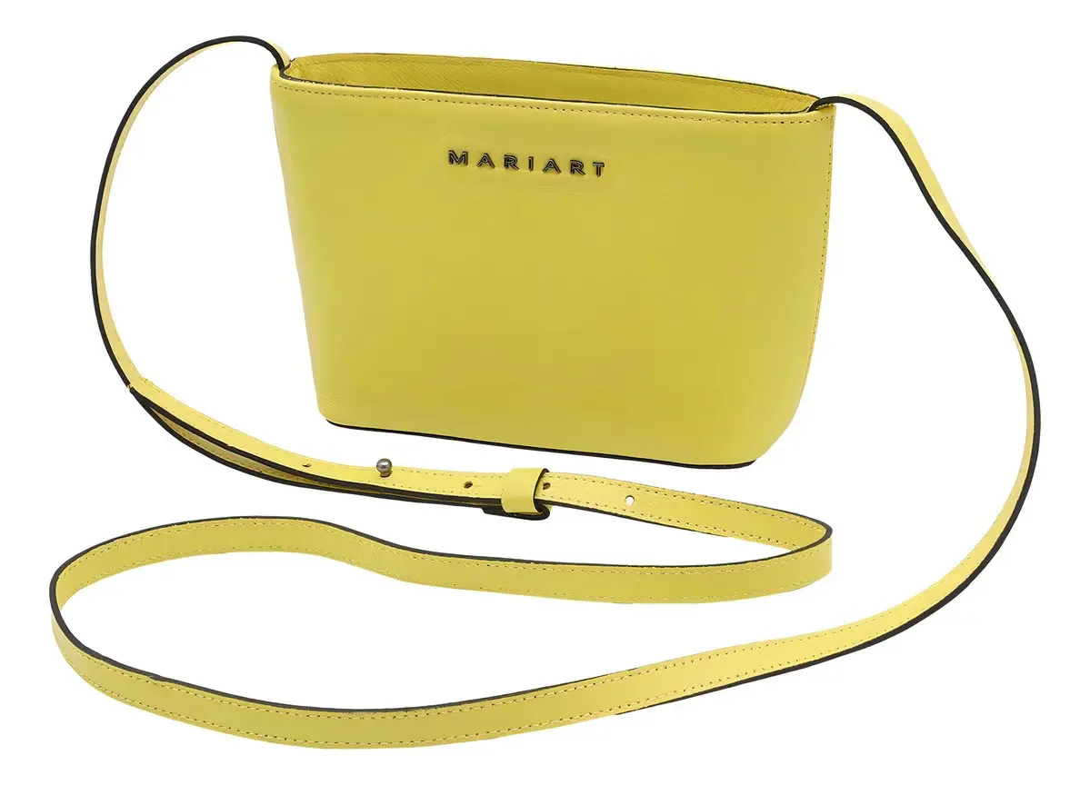 Bolsa Couro Bovino Transversal Mariart Mini Cristal Amarelo