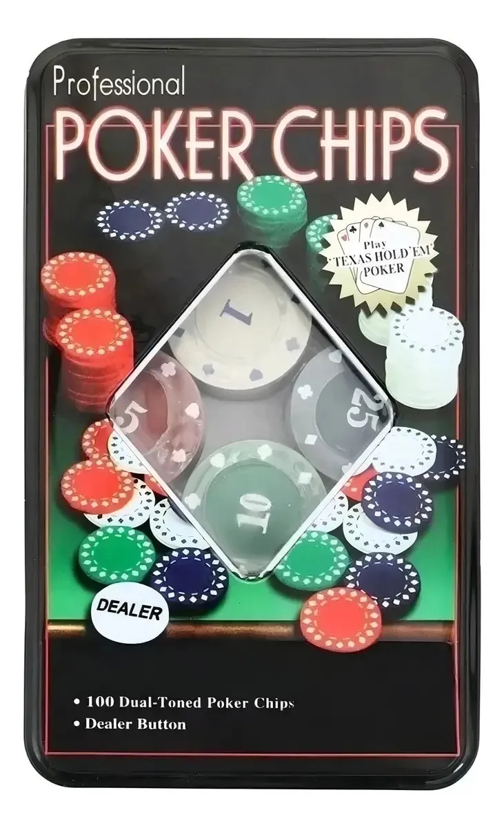 Poker Kit 100 Fichas Dealer Profissional Numeradas Na Lata