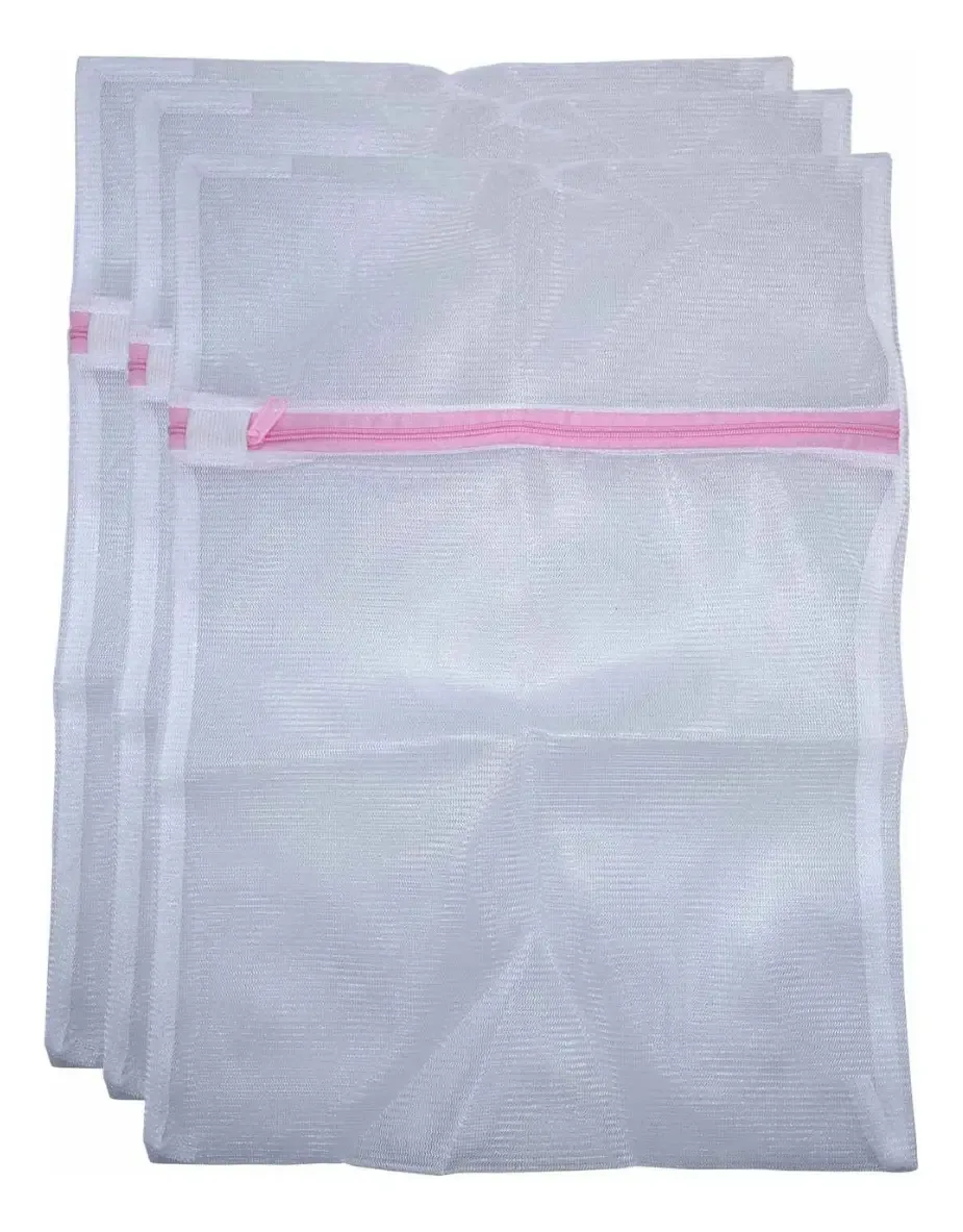 Kit 3 Sacos Para Lavar Roupa Intima Delicada Lingerie 50x60