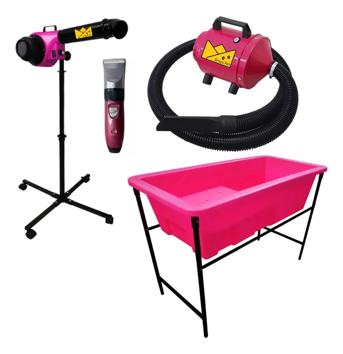 Kit Banho e Tosa Graça Pet Secador Soprador Pets Profissional 2400W