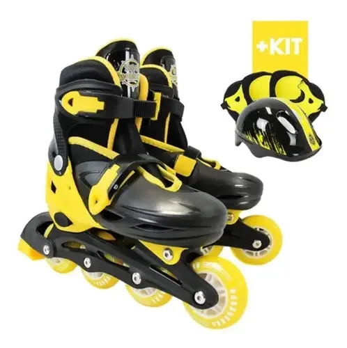 Kit Patins Inline Amarelo 1438