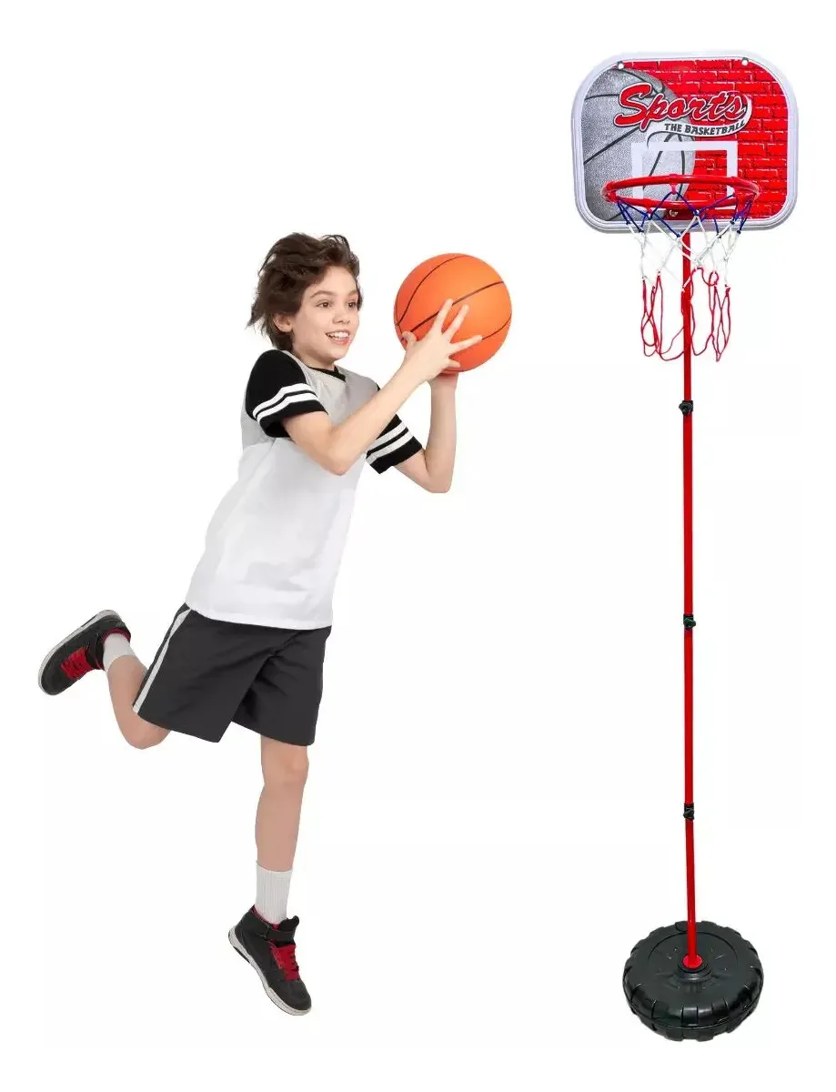 Cesta De Basquete Infantil 170cm Altura Kit Com Base Bola