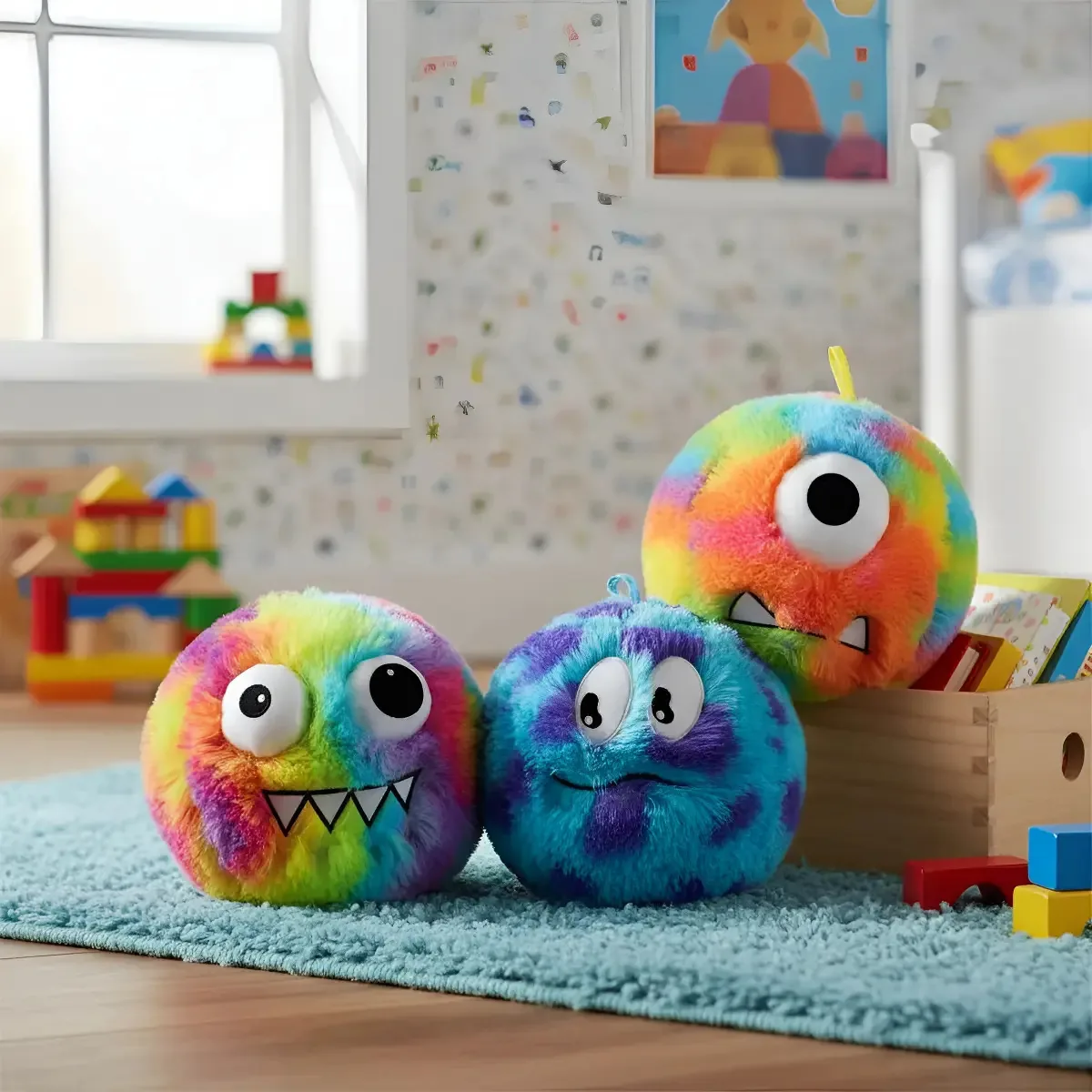 Bola Pelúcia Inflável Colorida Com Bomba Brinquedo Divertido