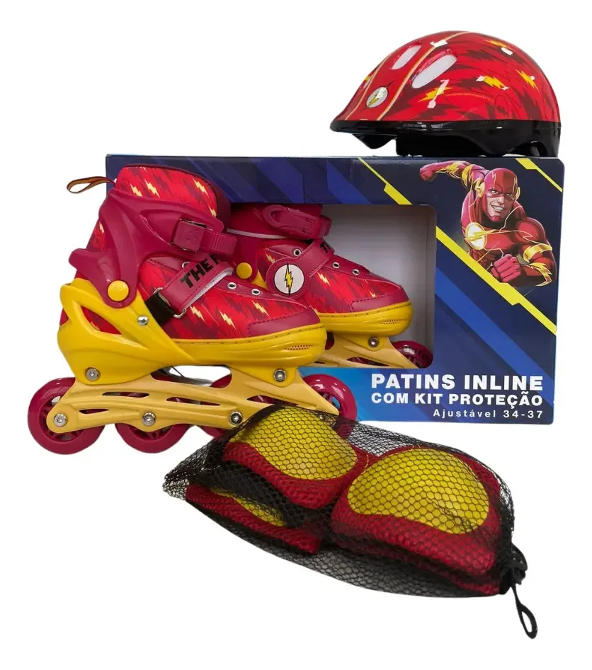Kit Patins Inline Uniart para Crianças Ajustável com Freios