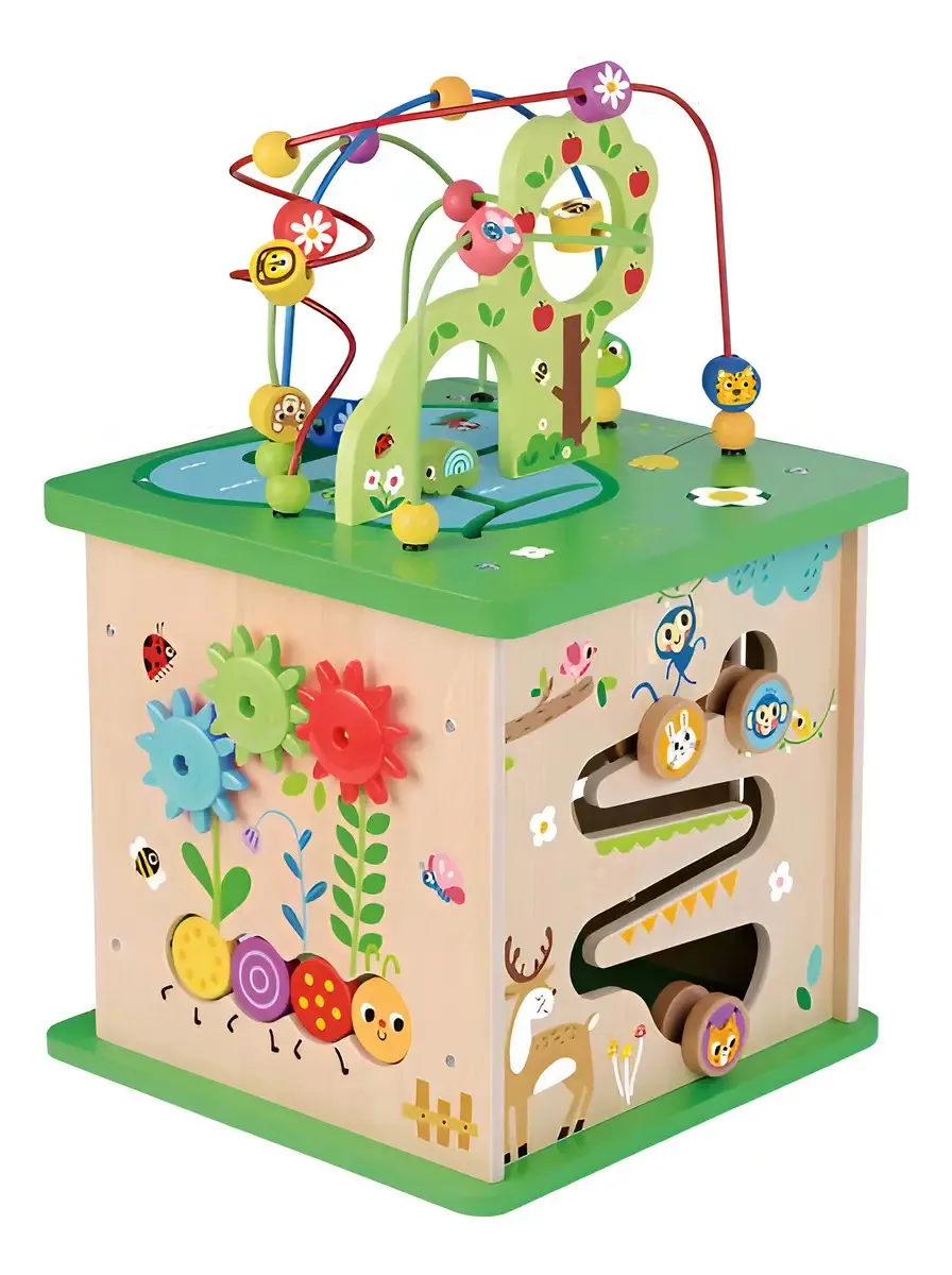 Super Cubo Atividades Brinquedo Didático Madeira Tooky Toy Verde