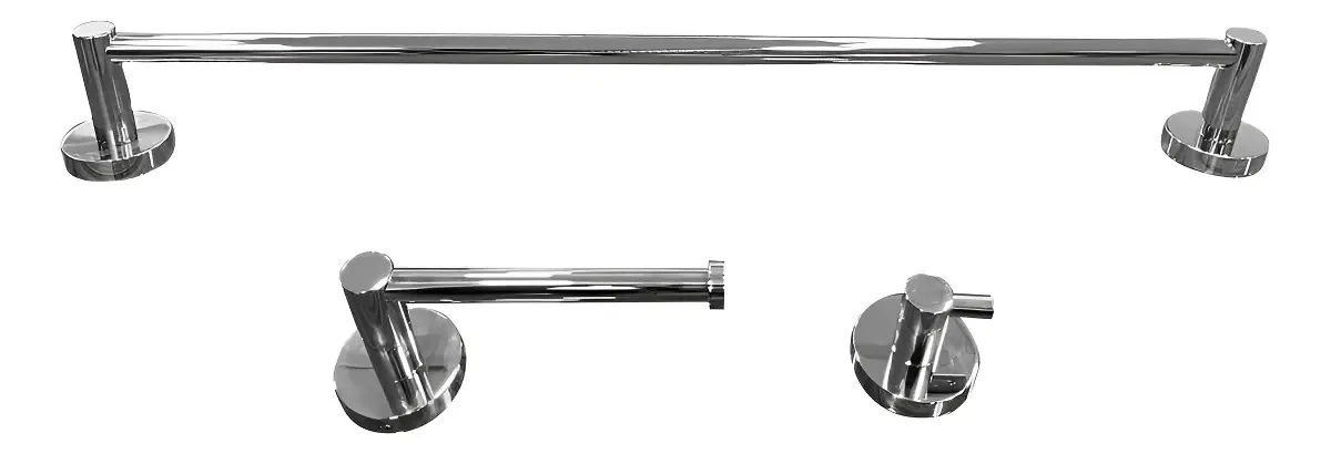 Kit Acessórios para Banheiro Trend Metais Cobre Cromado 3 peças