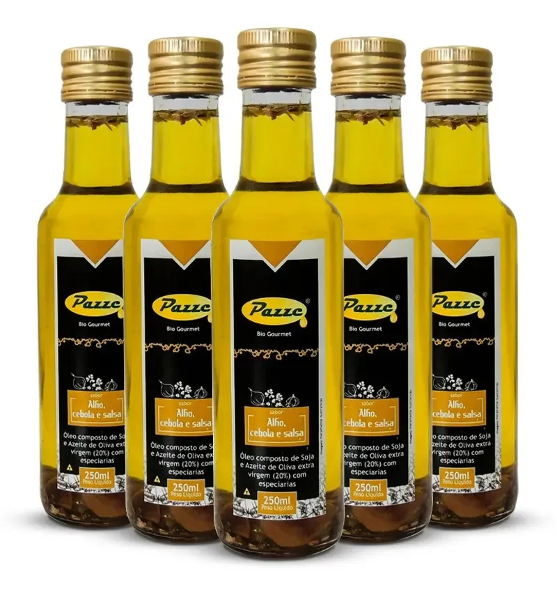 Kit 5 Óleo Saborizado Cebola, Alho E Salsa Pazze 250ml