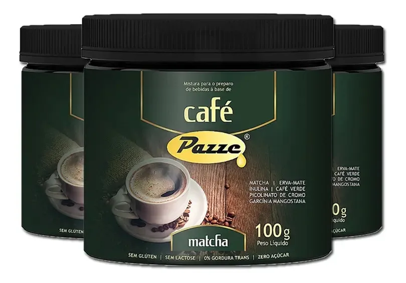 Kit 3 Café Instântaneo Café Matcha Pazze 100g