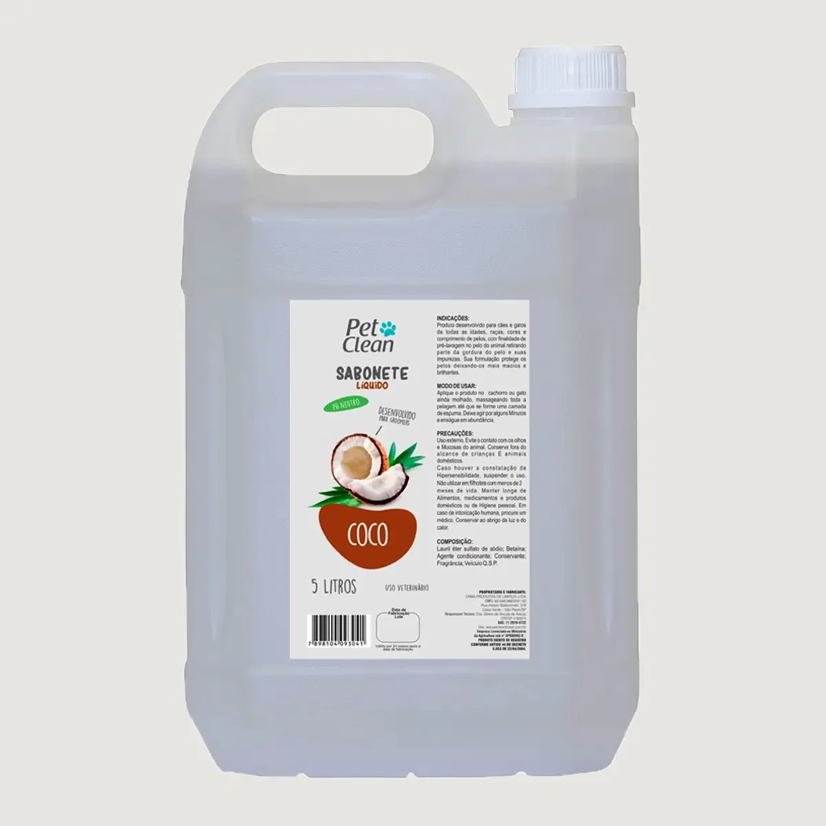 Shampoo Pré Lavagem Pet Clean 5l Para Caes E Gatos