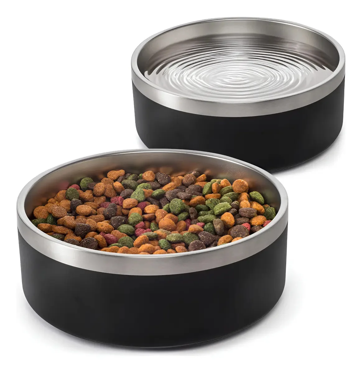 Kit 2 Comedouros Cachorro Pet Aço Inox 946ml Madog Preto
