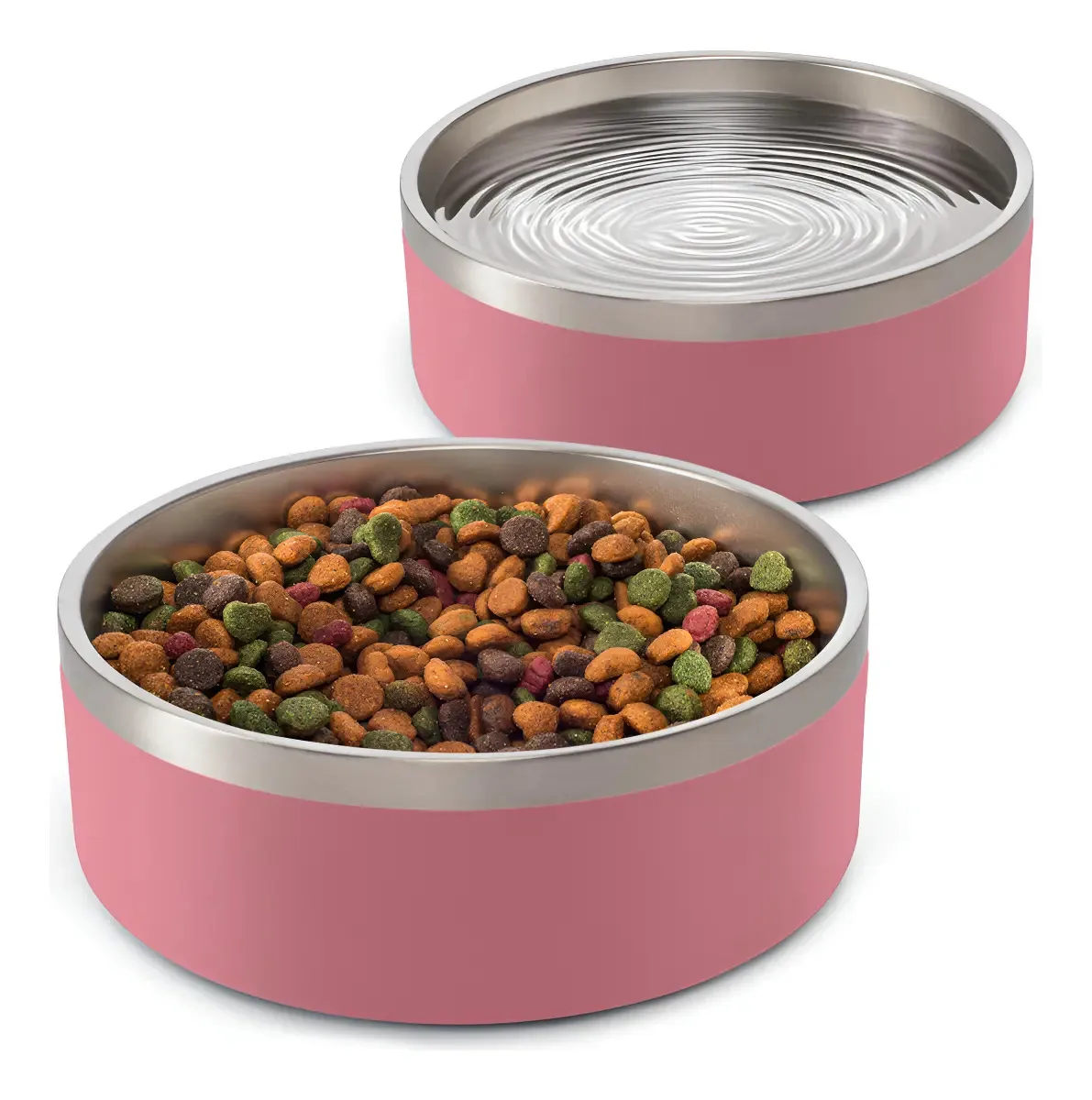 Kit 2 Comedouros Cachorro Pet Aço Inox 946ml Madog Rosa