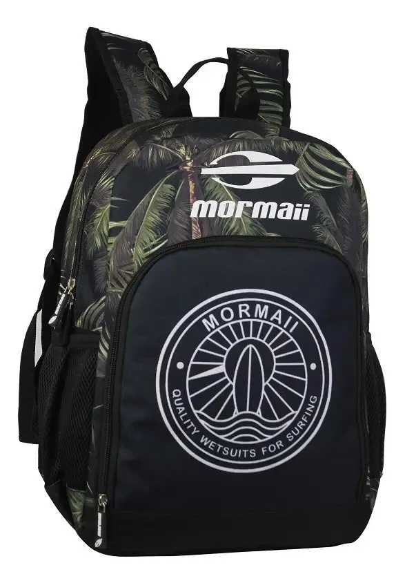 Mochila De Costas Casual Passeio Faculdade Poliéster Mormaii Cor Verde Desenho do tecido Liso