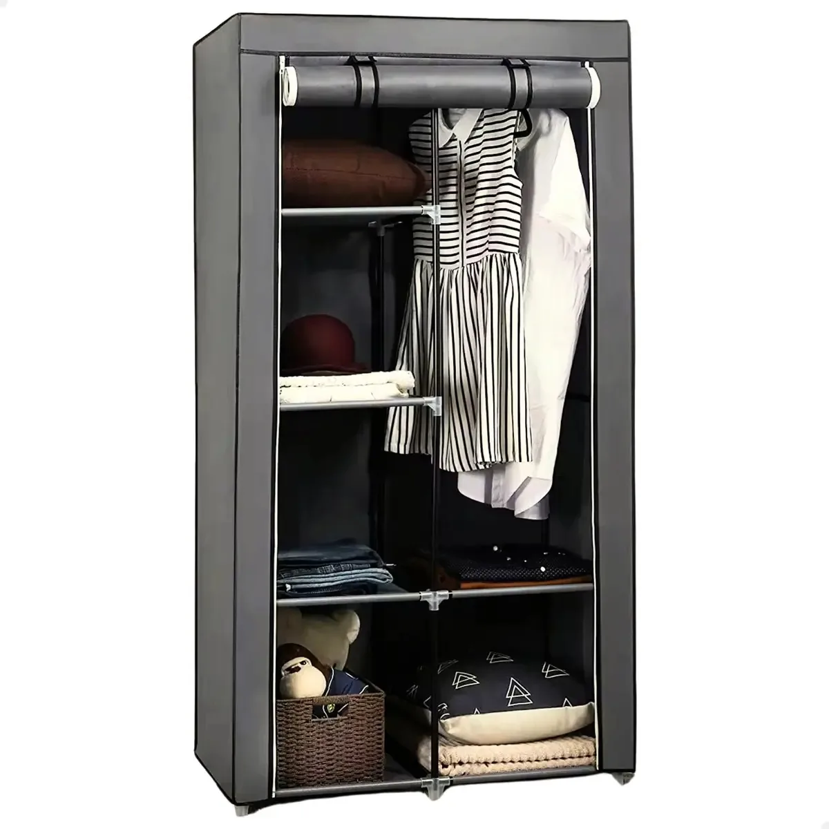 Guarda roupa dobrável Kontuz cor cinza