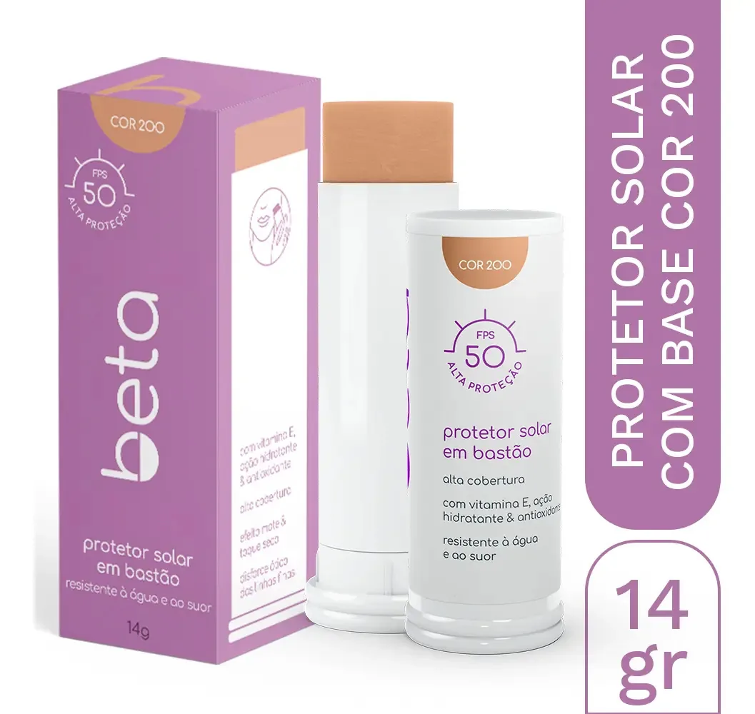 Protetor Solar Facial Beta Bastao Stick Cor 200 200g