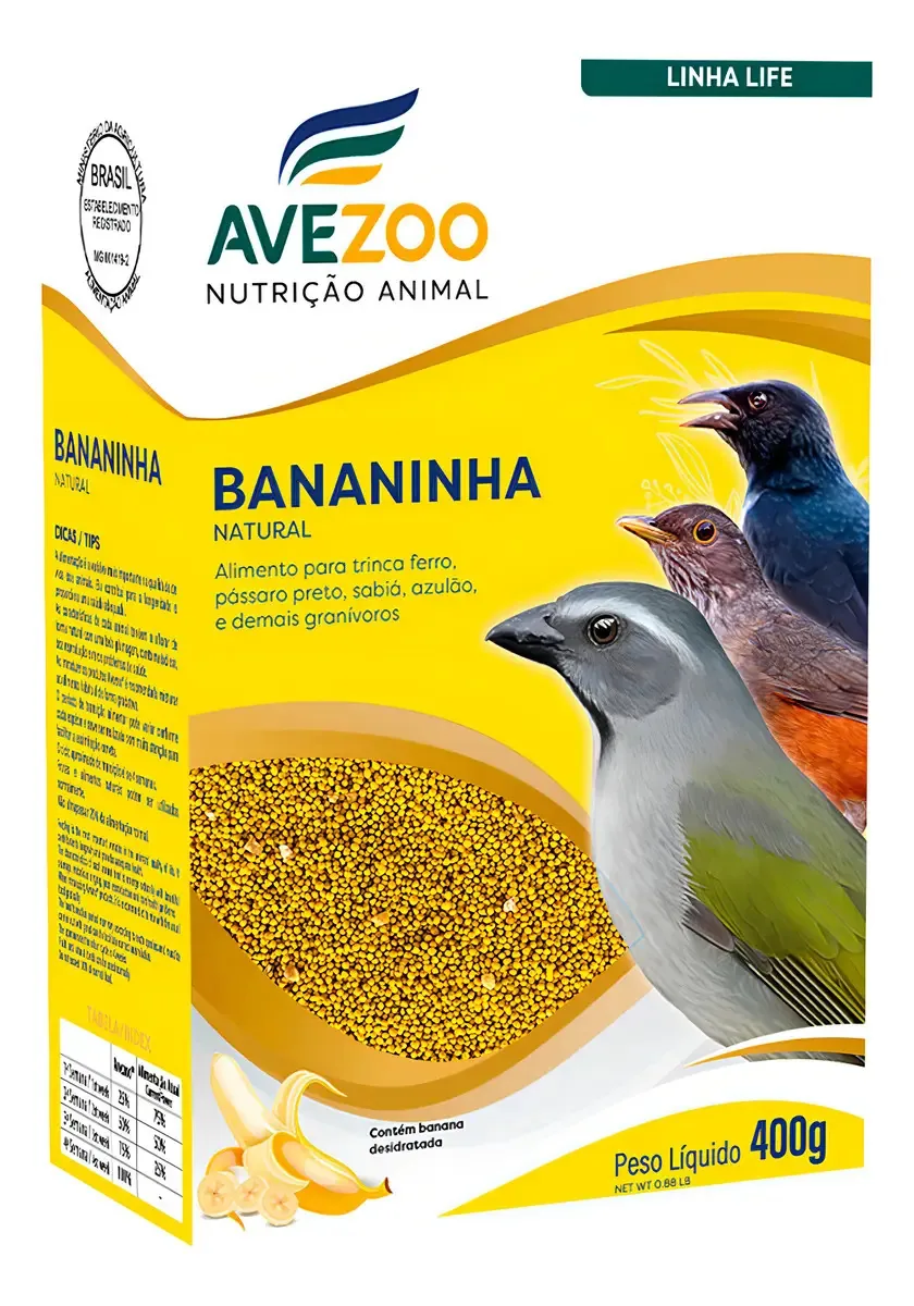 Ração Bananinha Natural Para Pássaros - Avezoo - 400g