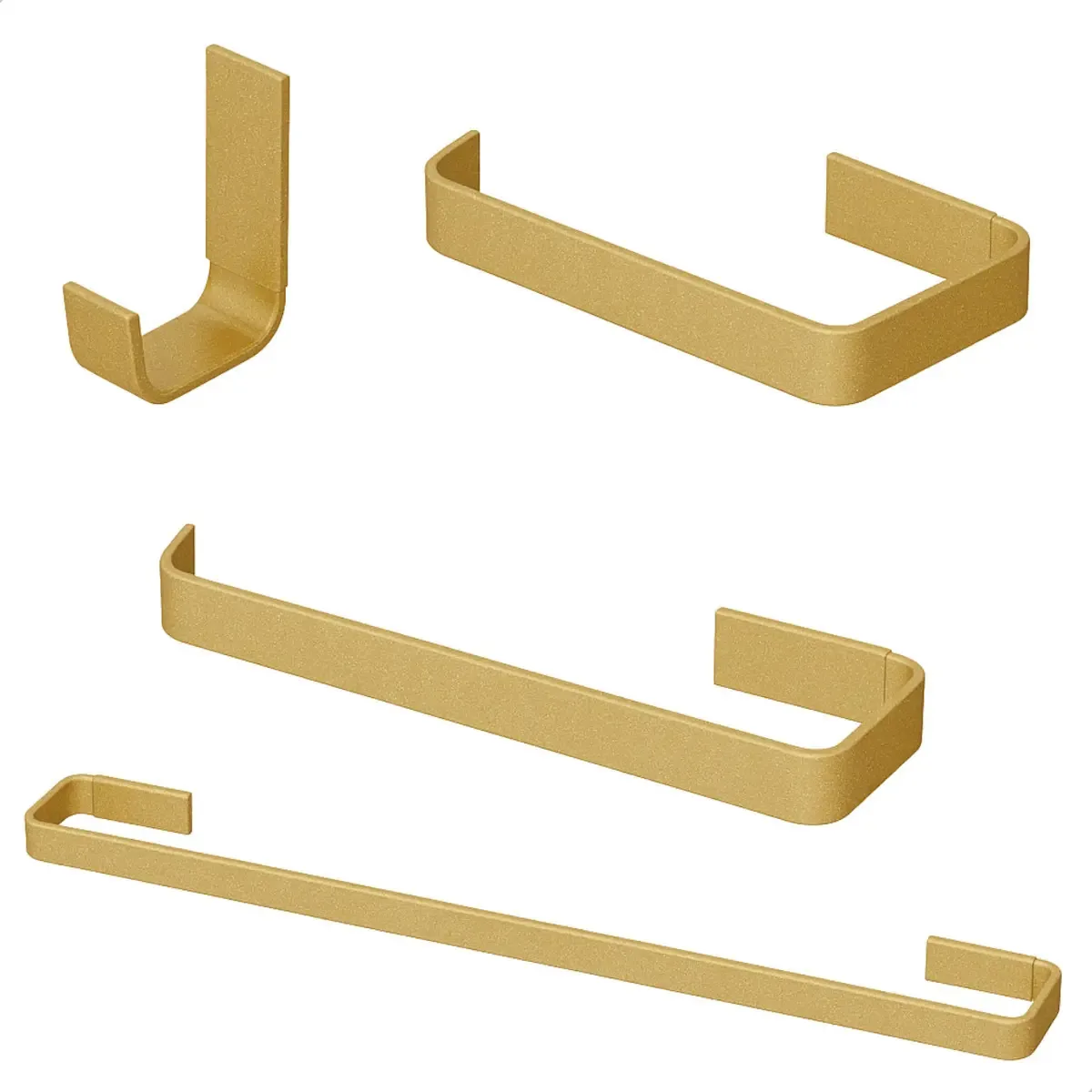 Kit Acessórios Para Banheiro Dourado 4 Peças Luxo Quadrado
