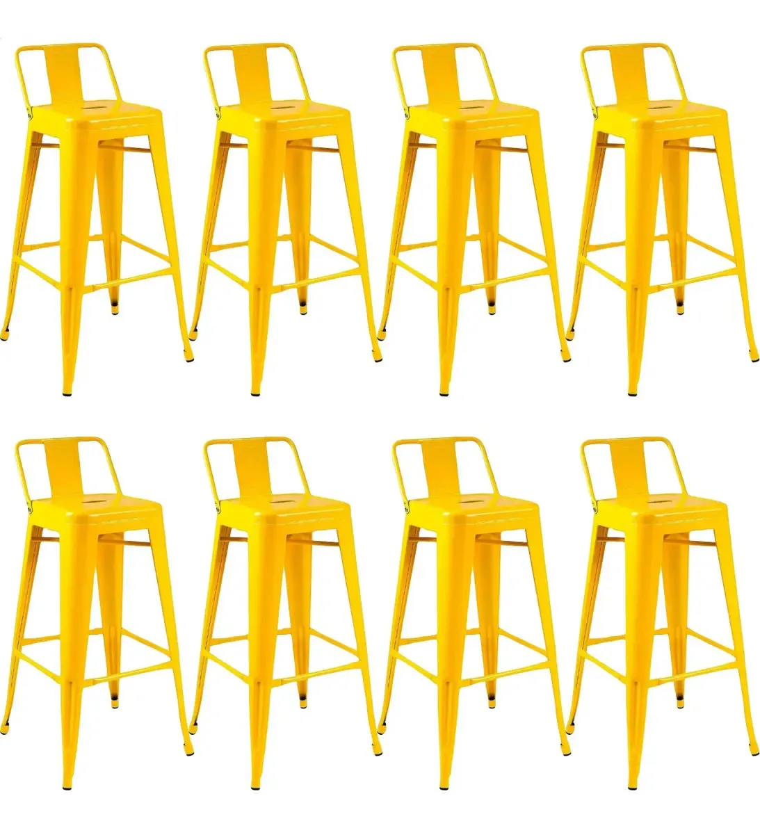 Kit 8 Banquetas Alta Tolix 76cm Metal Design Industrial Acabamento Da Estrutura Pintura Eletrostática Cor Amarelo