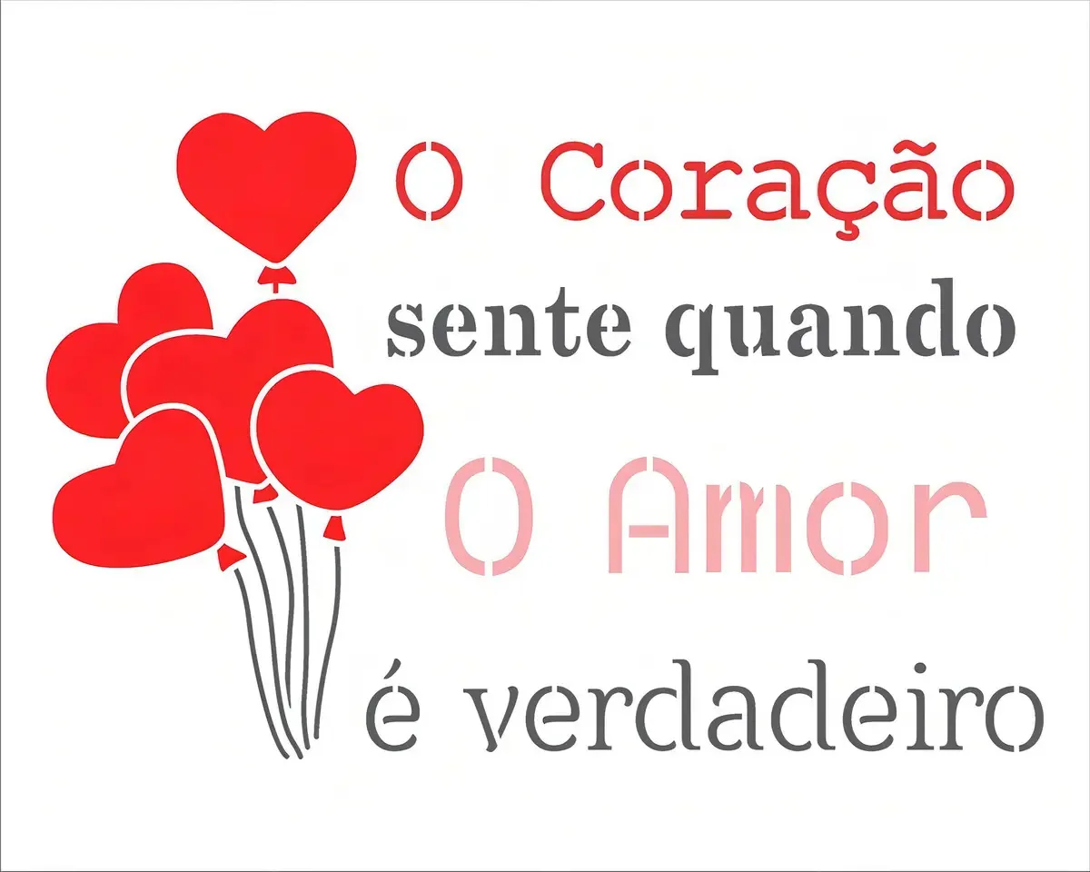 Estêncil de Pintura Opa! Amor - Frase O Amor 20x25 para Decoração