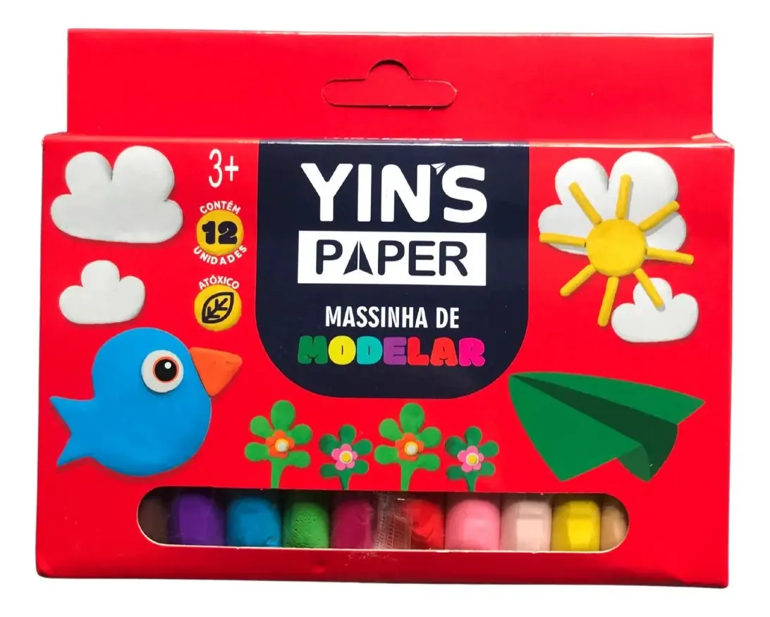 Massinha de Modelar Yins Paper, Kit com 12 Cores e Aroma