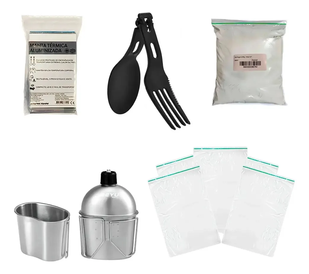 Kit Zip Lock + Cal Virgem + Talher + Manta + Cantil