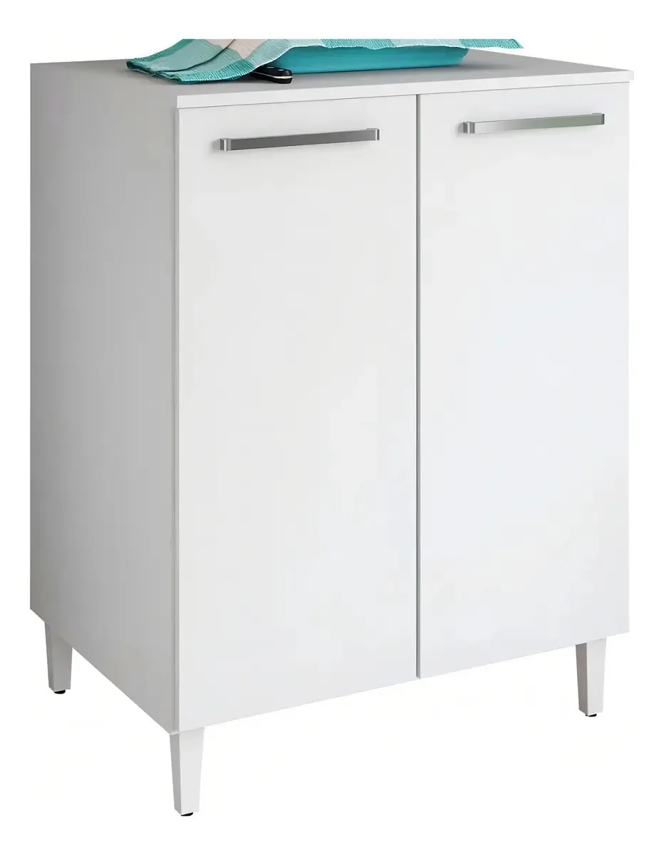 Armário De Cozinha Poliana Pop Com Tampo Branco - Móveis