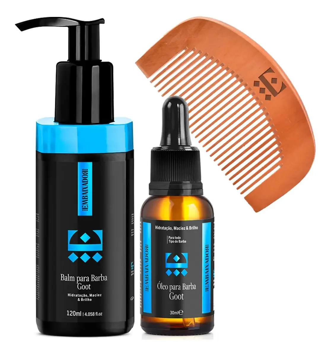 Kit Balm E Óleo Para Barba Goot + Pente Embaixador