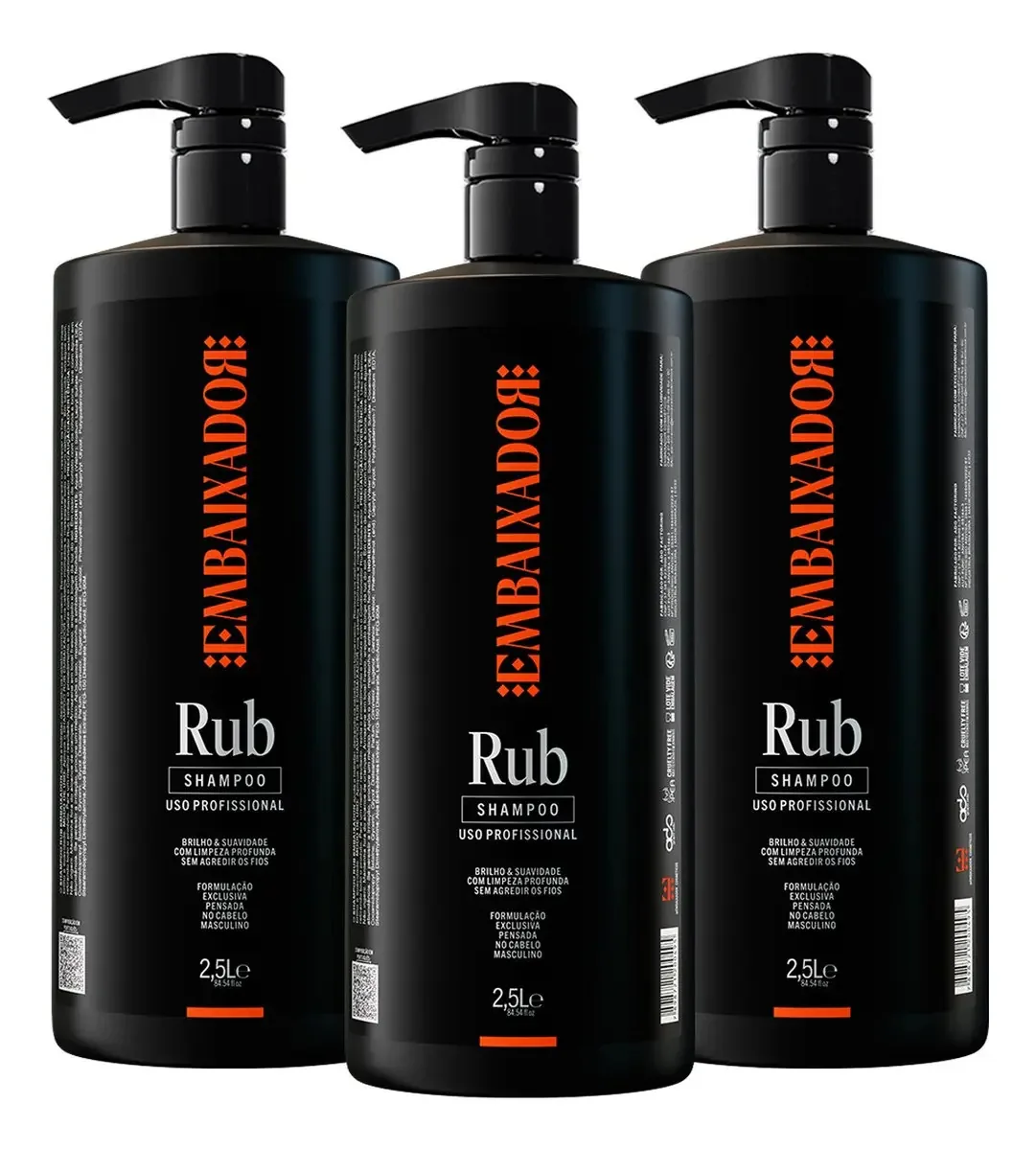 Kit 03 Shampoo Para Cabelo Rub Embaixador 2,5l