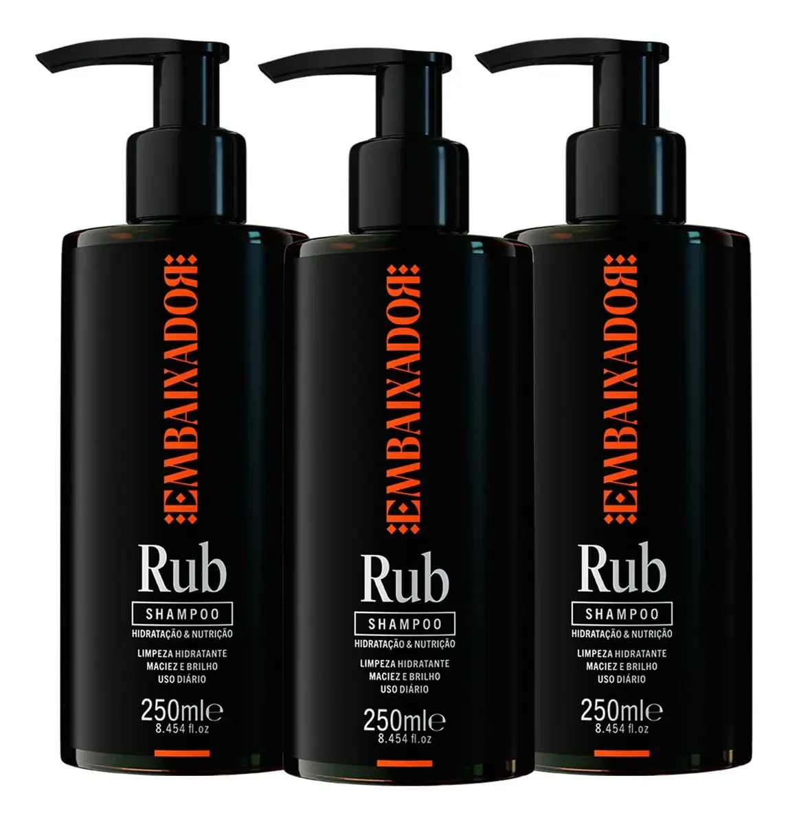 Kit 03 Shampoo Para Cabelo Rub Embaixador 250ml