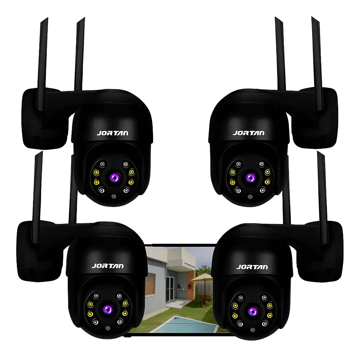 Kit 4x Câmera Segurança Ip Wifi Auto Tracking Audio Yoosee Preto