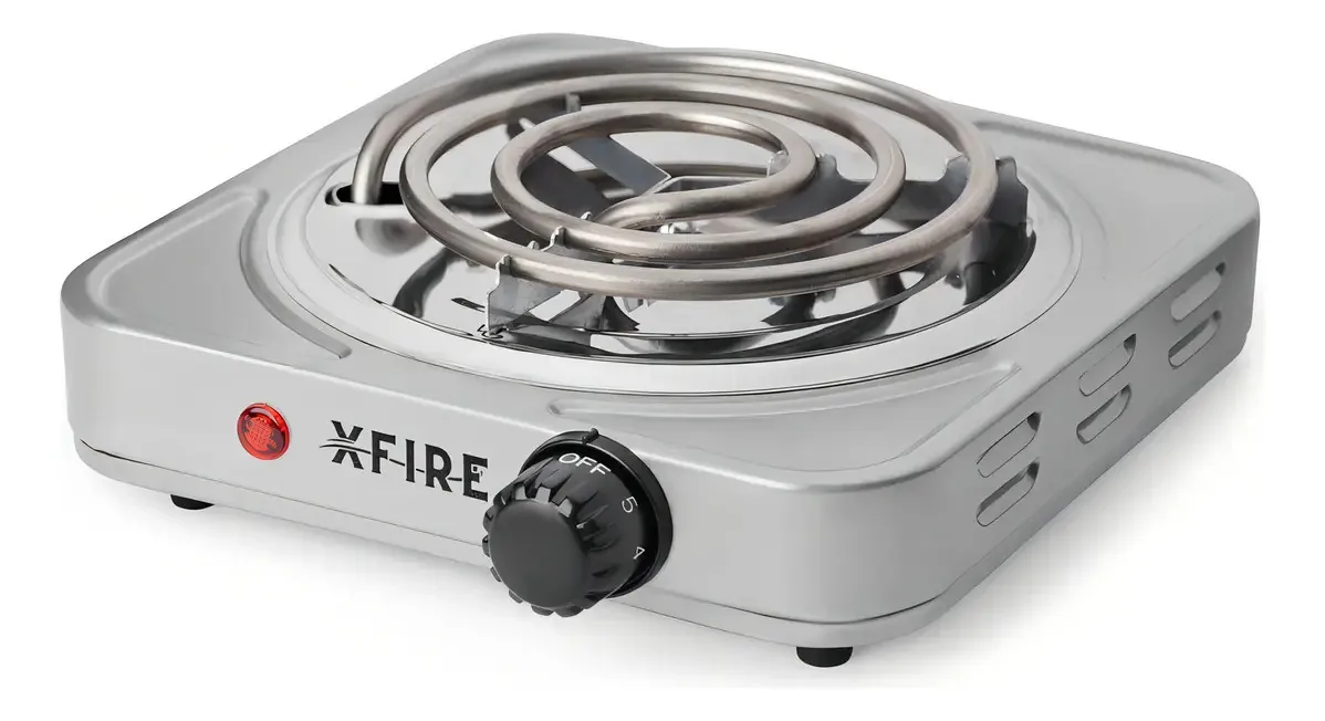 Fogareiro Elétrico Cooktop Camping Xfire 1000 Watts 1 Boca Cor Prateado