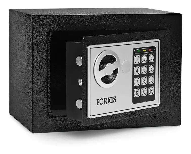 Cofre Digital Eletrônico Senha e Chave Forkis FK CF007 Preto