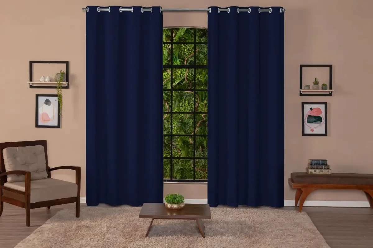 Cortina Blackout De Pvc 2,80m X 2,20m Cinza Cor Cortina Azul Marinho