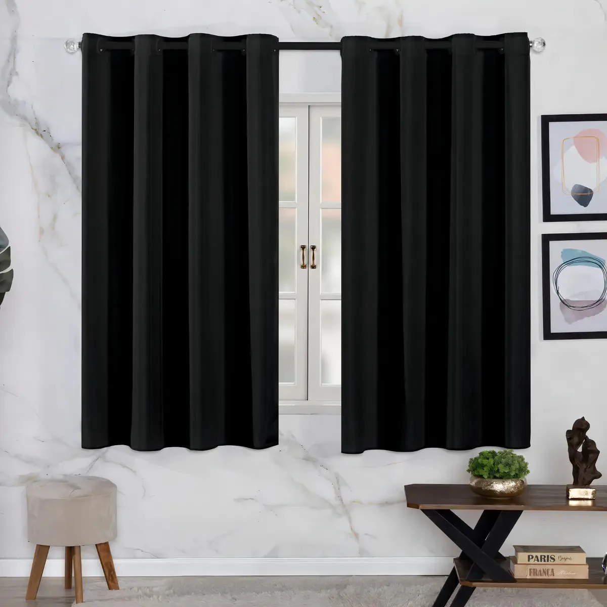 Cortina 2,80x1,60 Metros Em Oxford Para Quarto/sala Cor Cortina Preto