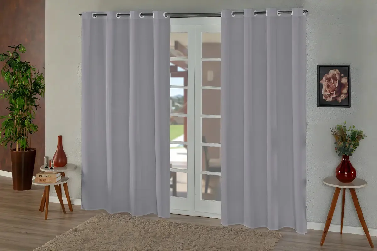 Cortina 3,00x2,30 Metros Em Oxford Cor Cortina Cinza