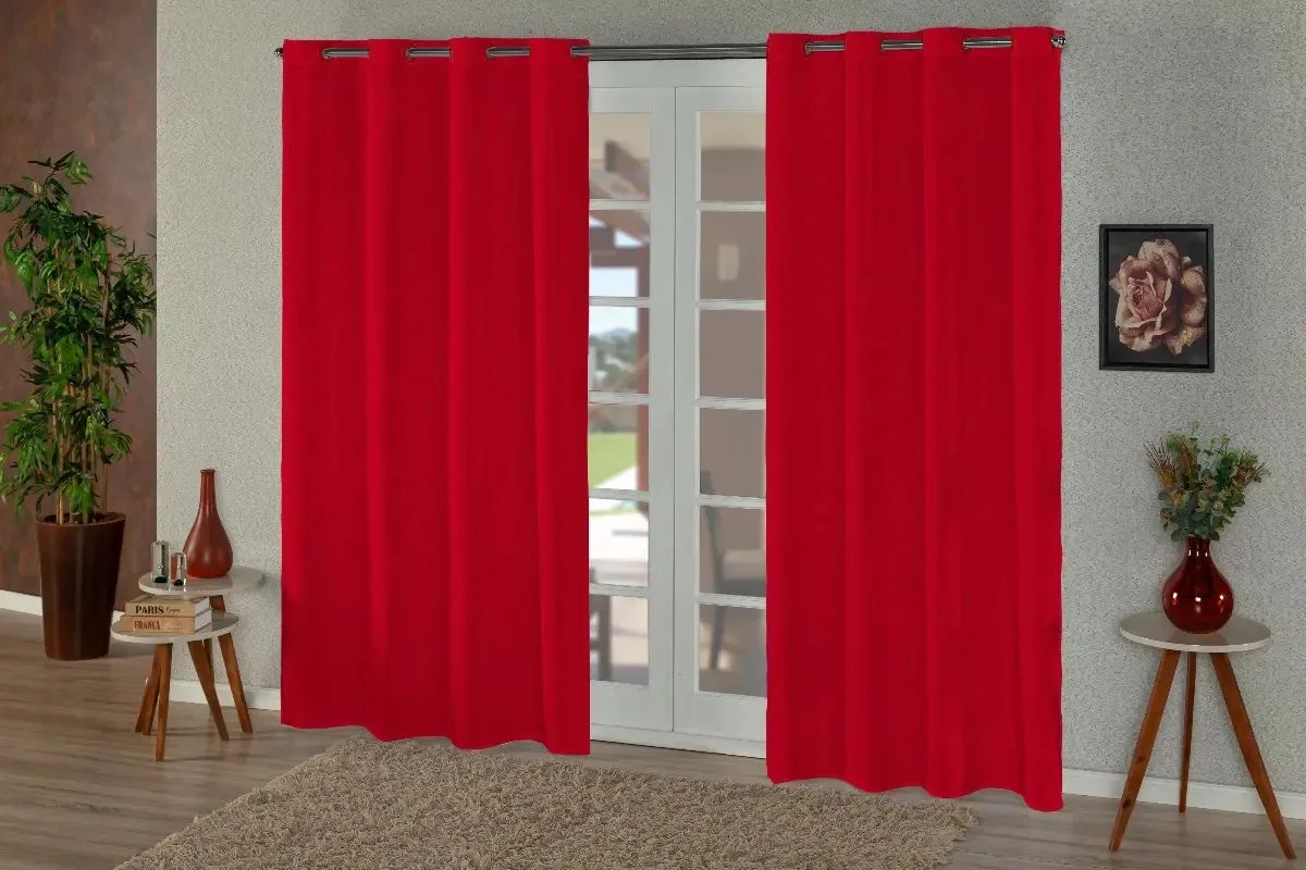 Cortina 3,00x2,30 Metros Em Oxford Cor Cortina Vermelho