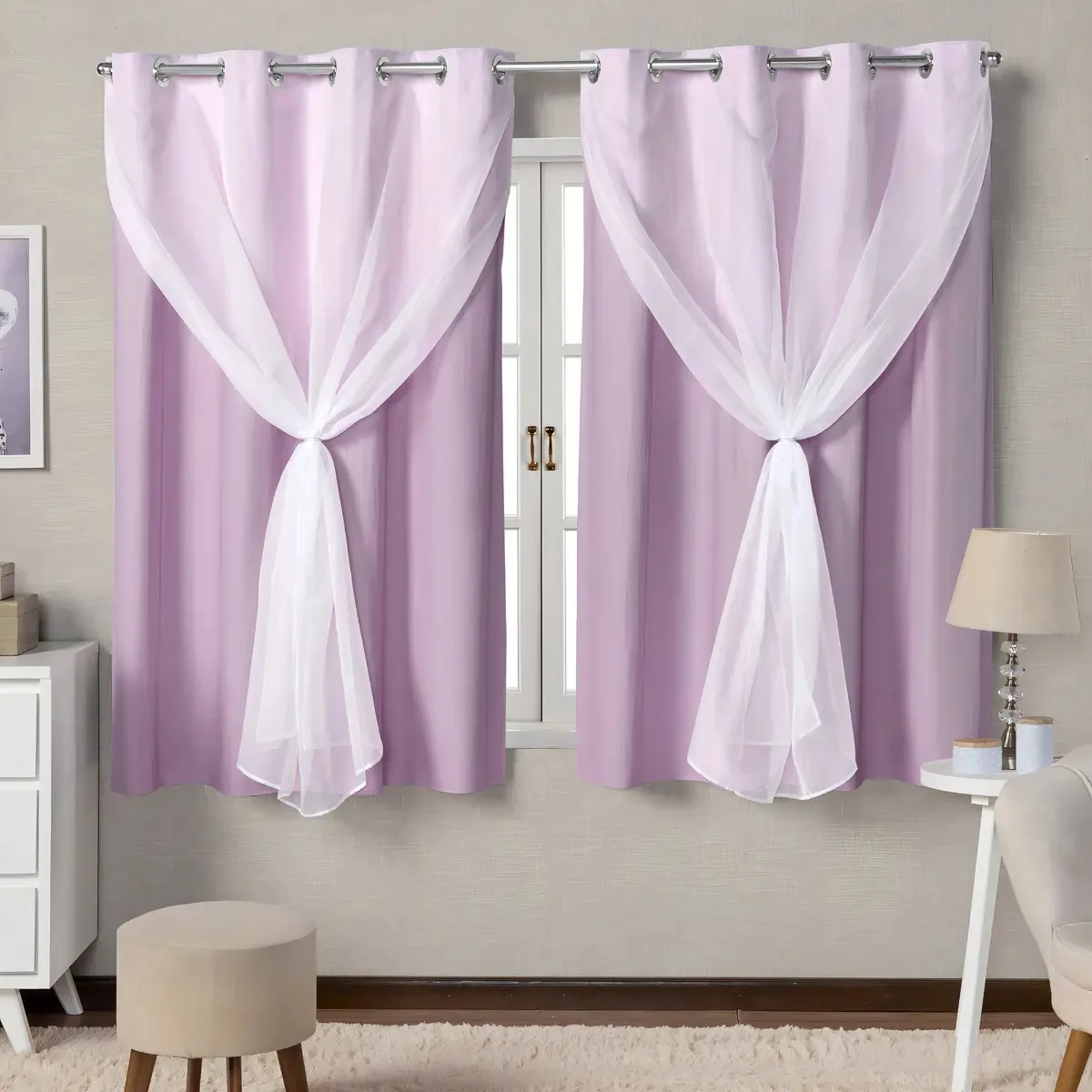 Cortina Blackout Blecaute 2,80x1,80 Sala Quarto Voil Cor Cortina Lilás