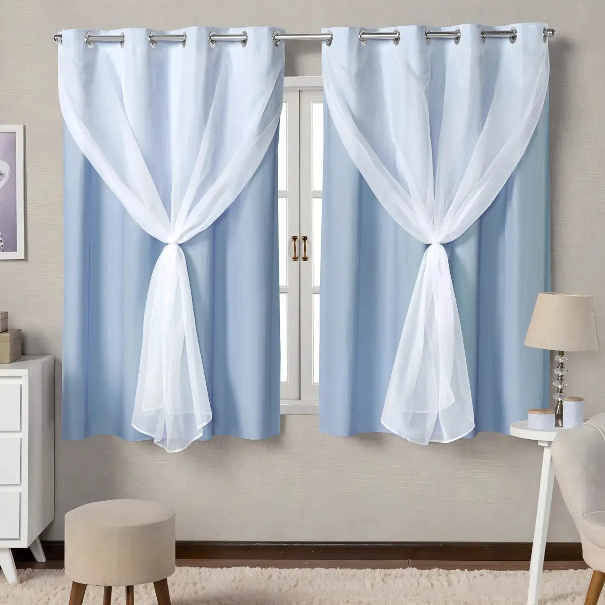 Cortina Blackout Blecaute 2,80x1,80 Sala Quarto Voil Cor Cortina Azul