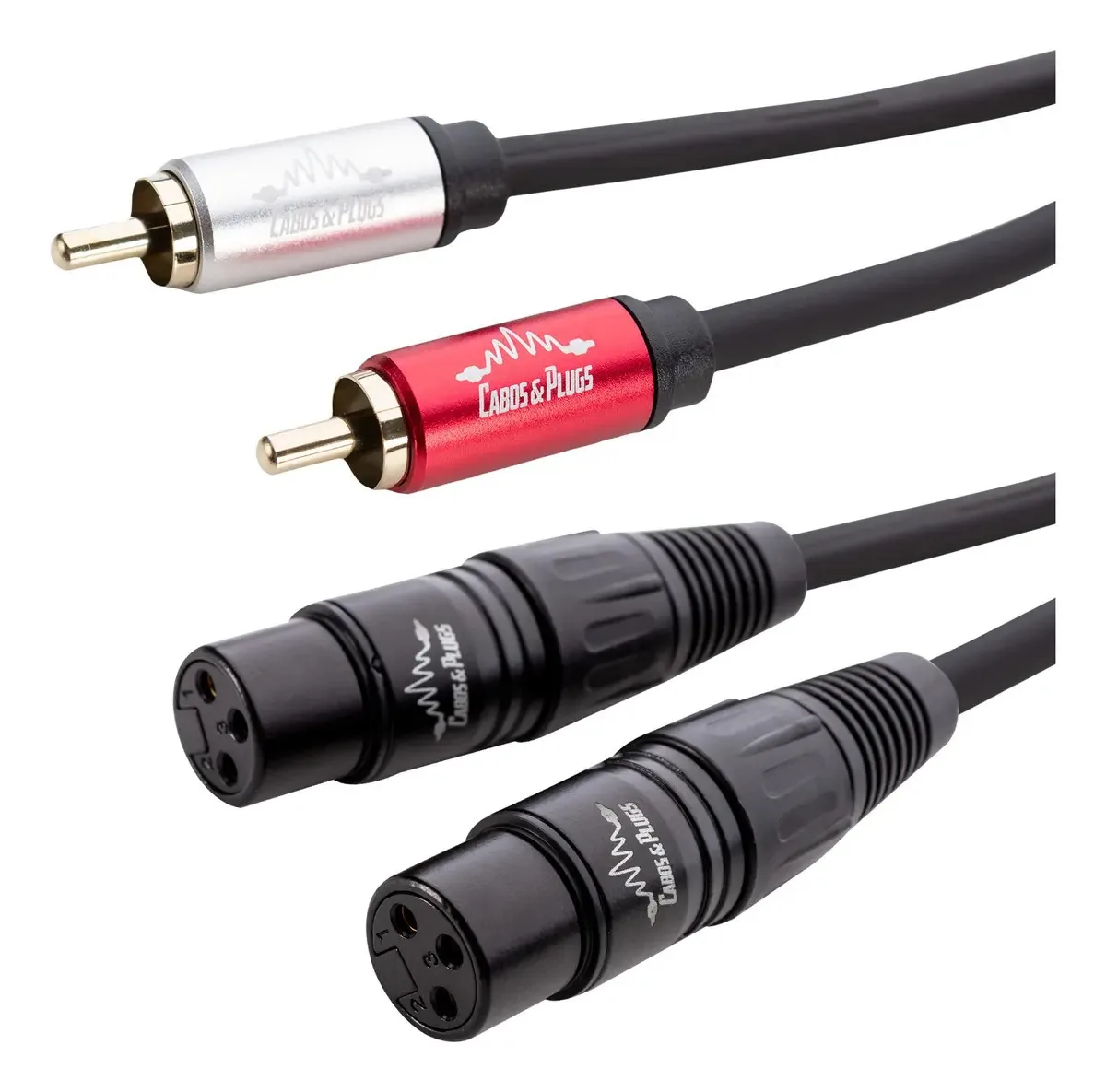 Cabo De Áudio 3m 2x Xlr Fêmea Para 2x Rca Cabos & Plugs