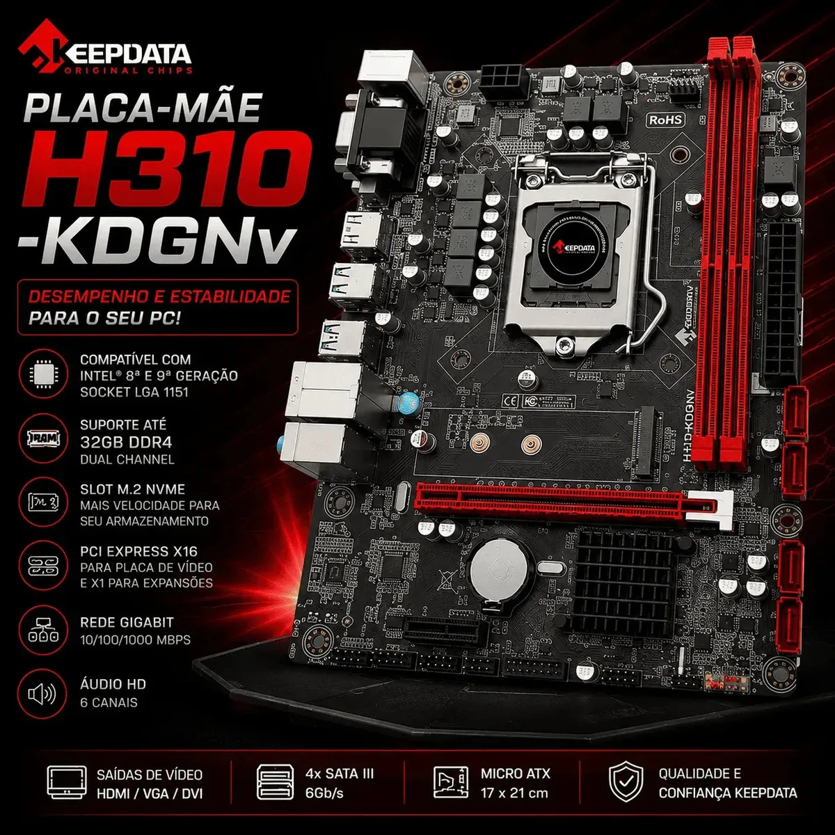 Placa-mãe Keepdata H310-kdgnv