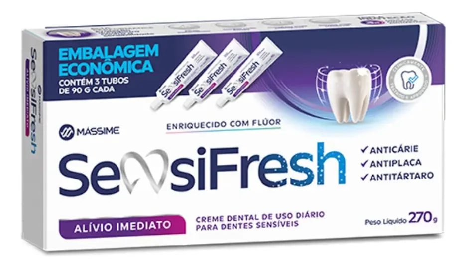 3x Creme Dental Sensibilidade Sensifresh Alívio Imediato 90g