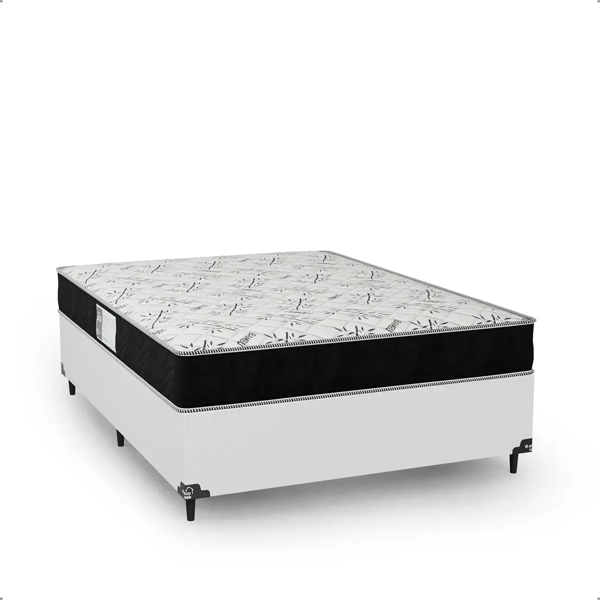 Cama Box Casal + Colchão D33 One Face - Couro Branco