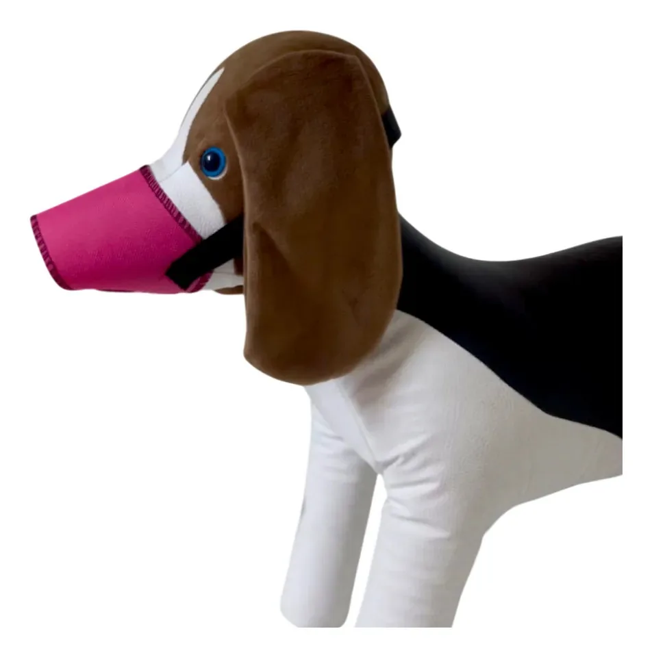Kit Focinheira Nylon 5pçs Para Cães Cachorro Pet Ajustavél Cor Rosa