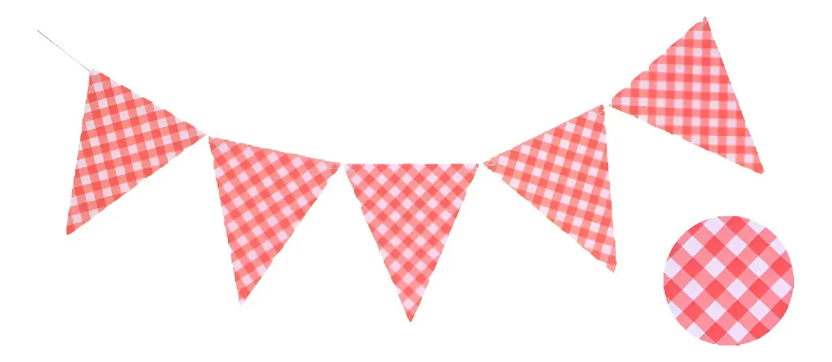Bandeirolas De Papel Xadrez Vermelho 10 Bandeirinhas Rosa Nenhum