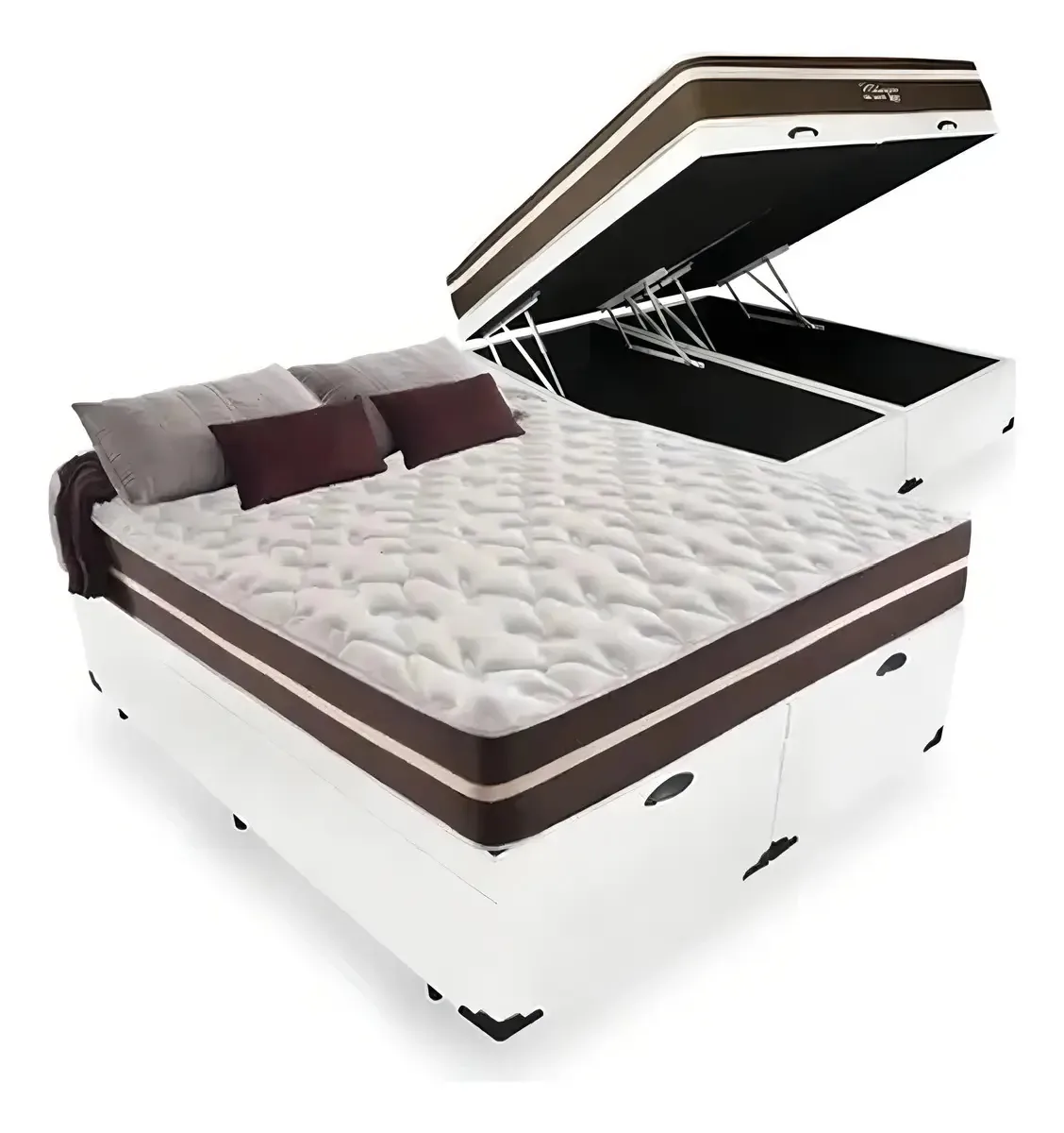 Cama Box Baú King Com Colchão Little Angel-bello Box Cor Branco